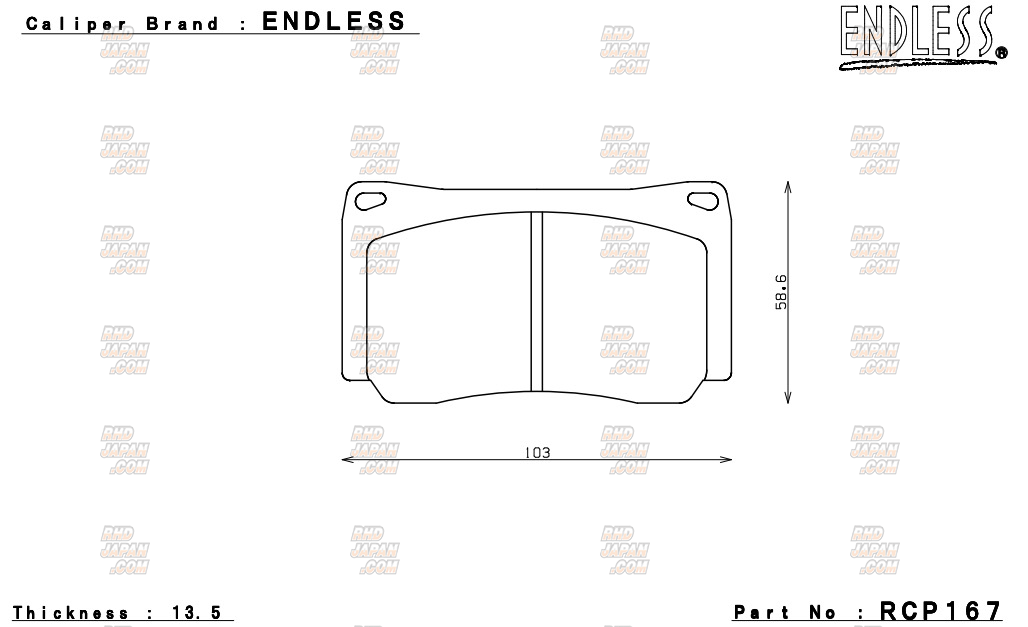 パッチ Endless Brake Pads Set MX72 Plus Endless Caliper - RCP167 - RHDJapan